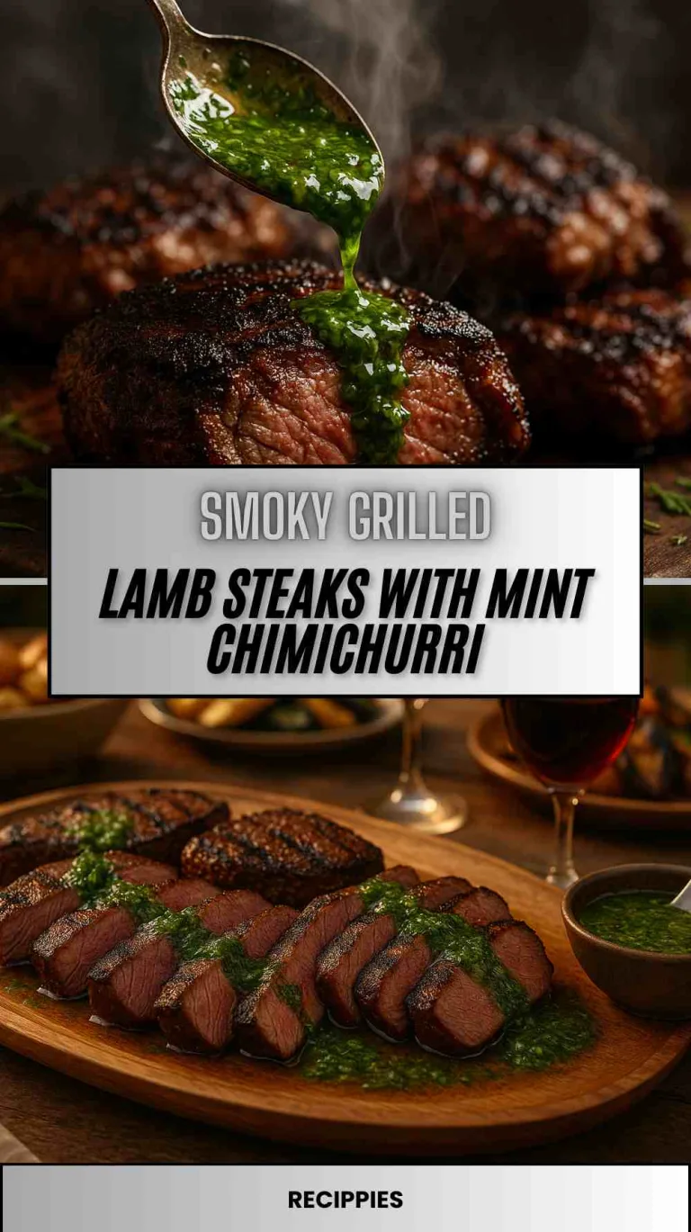 Smoky Grilled Lamb Steaks with Mint Chimichurri