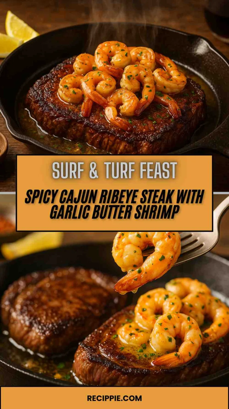 Spicy Cajun Ribeye Steak with Garlic Butter Shrimp