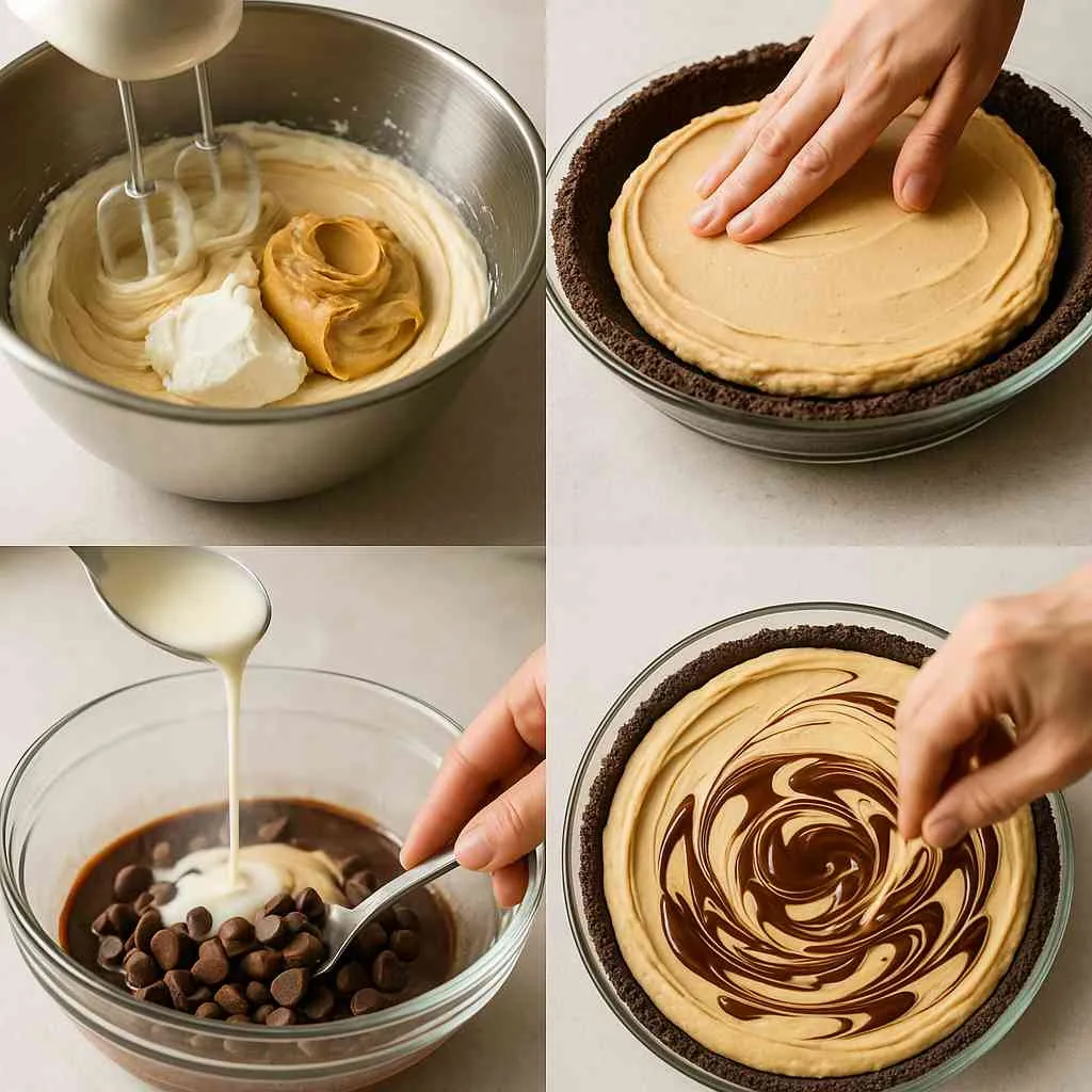 Step‑by‑Step Instructions of Chocolate Peanut Butter Swirl Pie