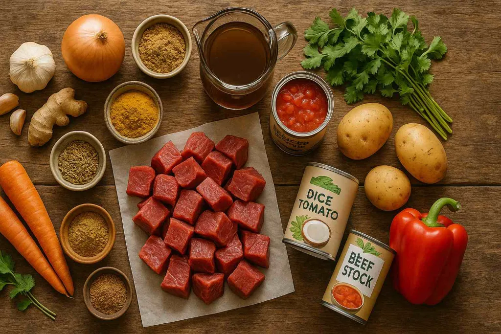 ingredients For Hearty Beef Curry