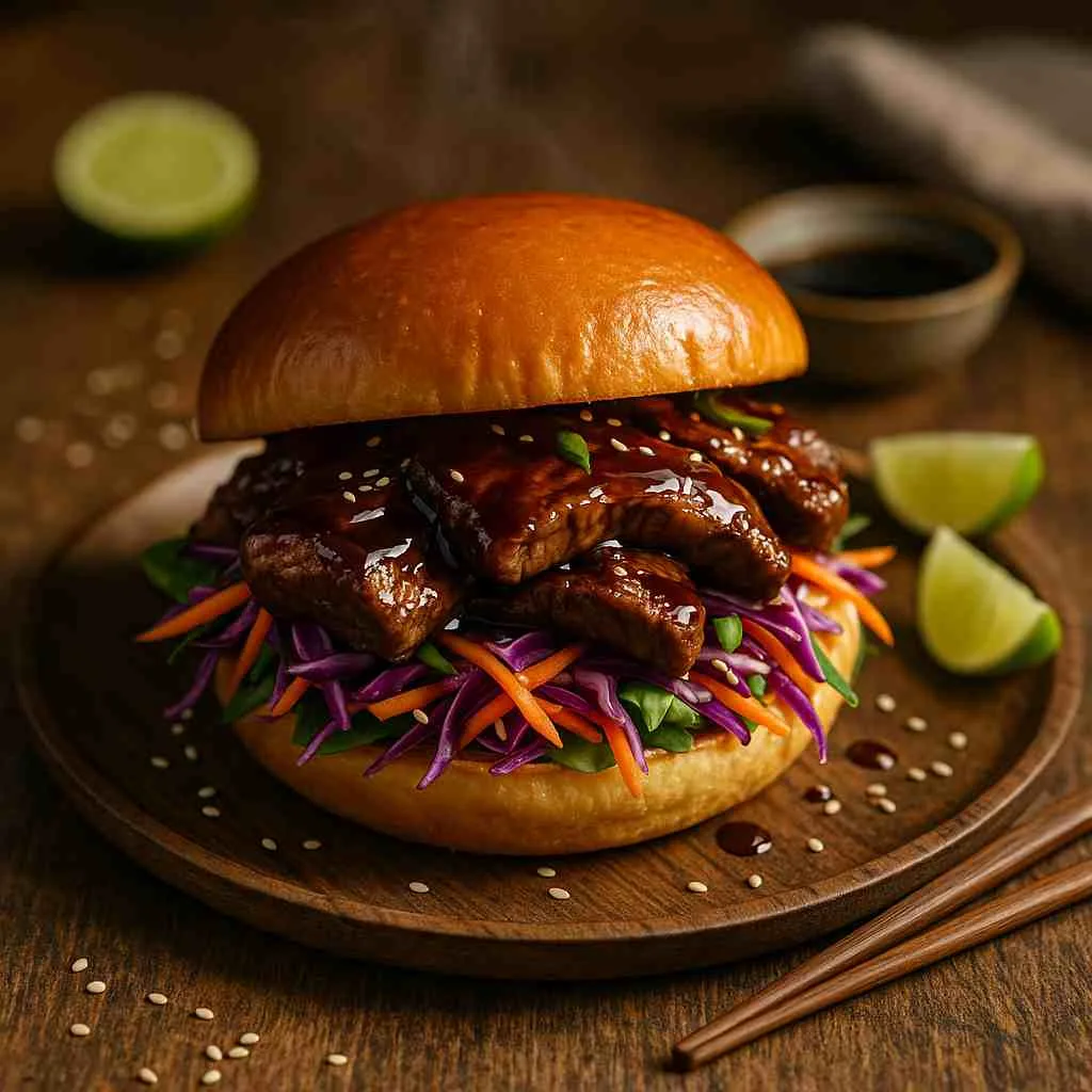 Beef Teriyaki Sandwich with Asian Slaw