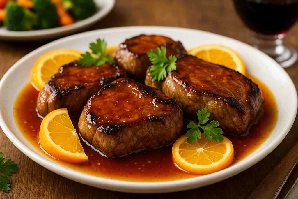 overview of Lamb Steaks with Orange Ginger Glaze