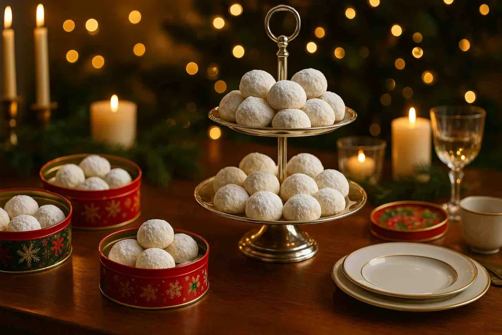 Serving with Raspberry Almond Snowball Cookies 