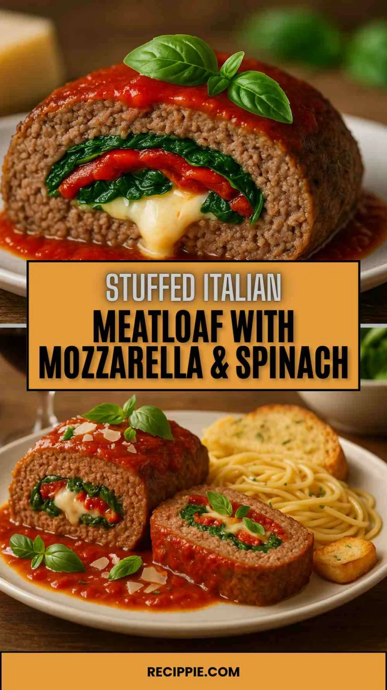 Stuffed Italian Meatloaf with Mozzarella & Spinach