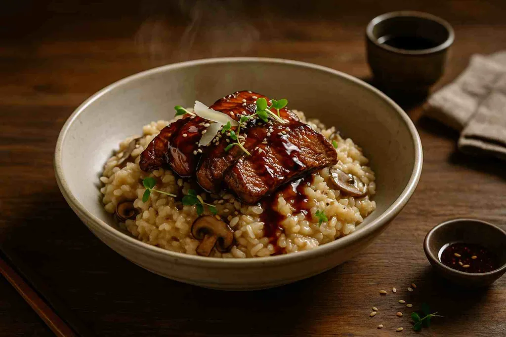 Teriyaki Beef and Mushroom Risotto