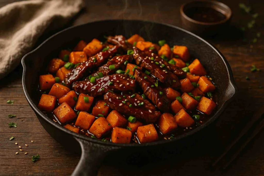 Teriyaki Beef and Sweet Potato Skillet